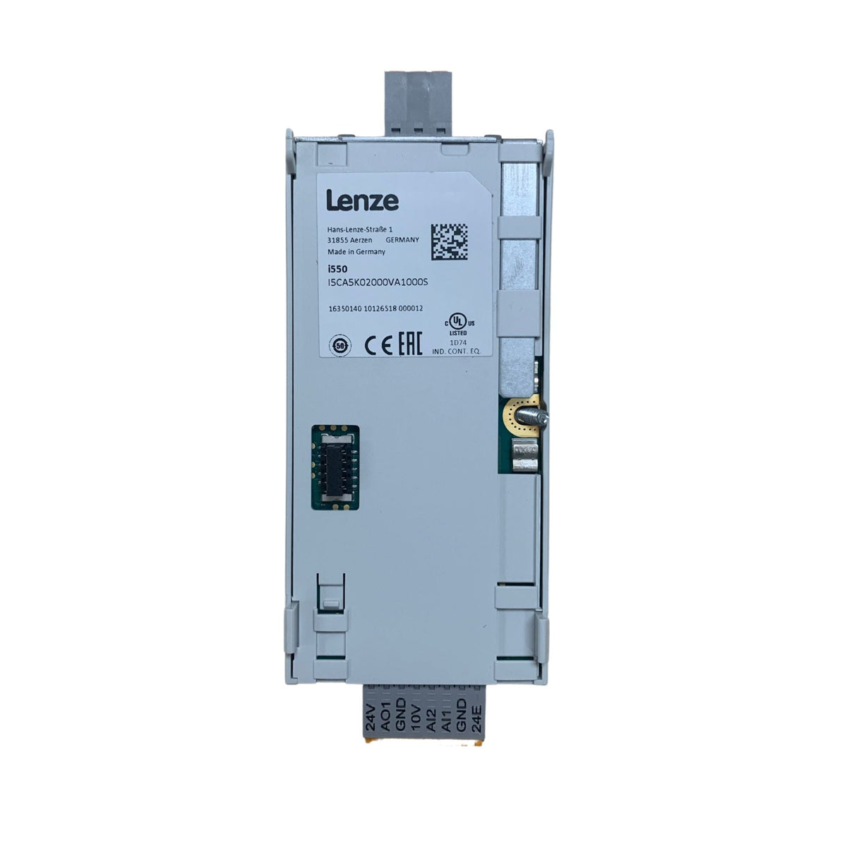 back side of a white rectangular control unit