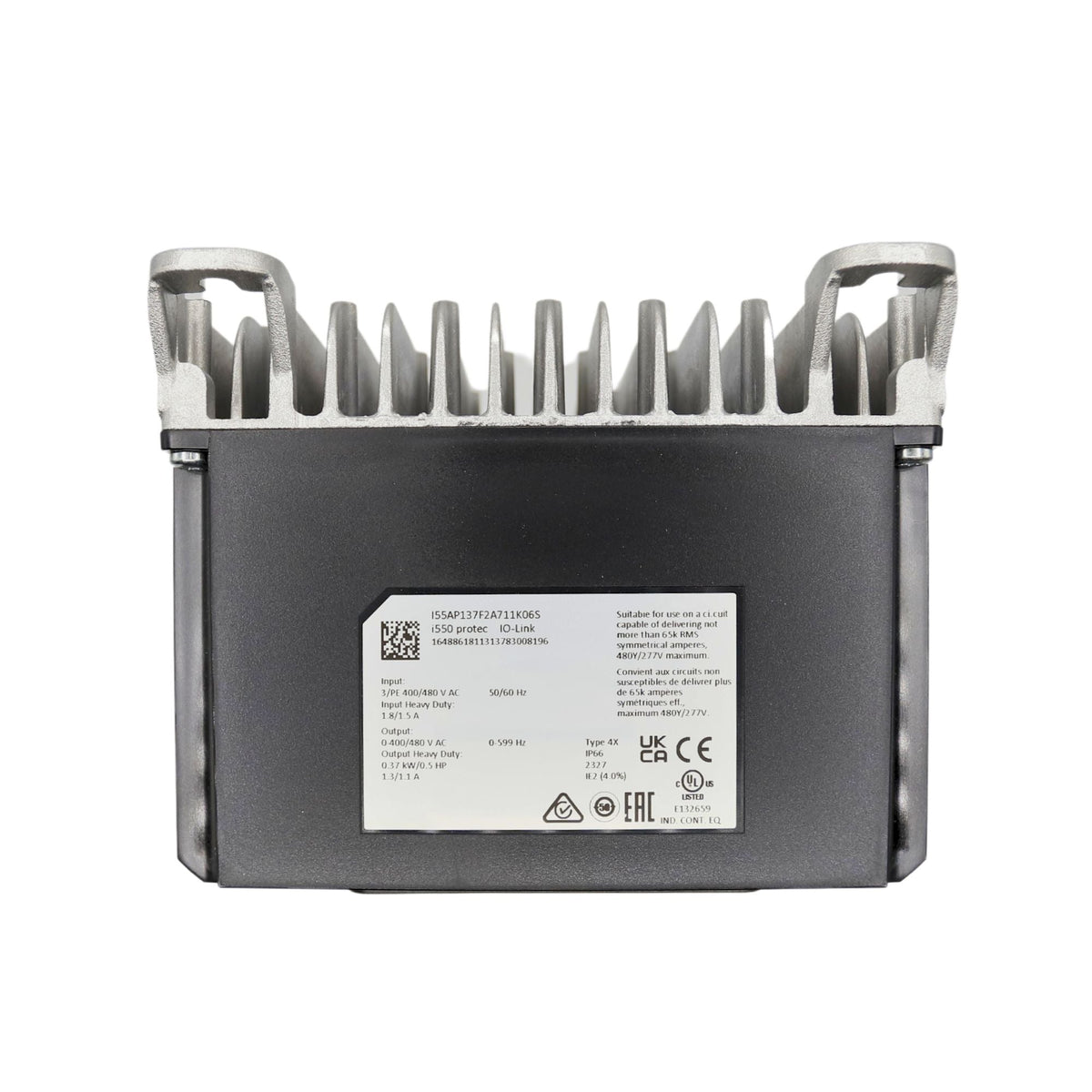 Lenze | I550 Protec 1/2hp Wall Mount, Nema 4x rated, IO-Link, Keypad, with Extension box and repair switch, Basic STO with Incremental encoder (HTL) | I55AP137F2A711K06S - top view