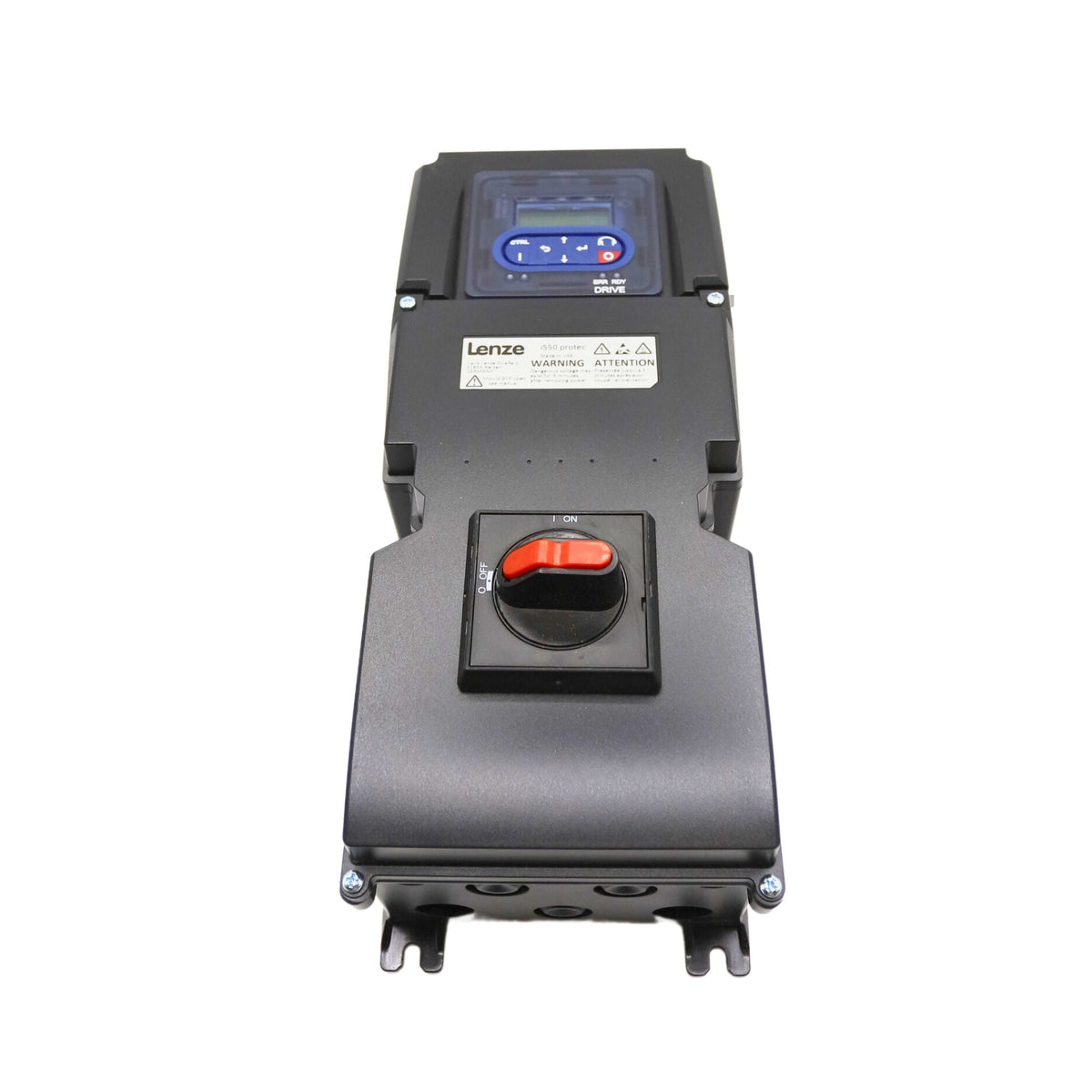 Lenze | I550 Protec 2hp Wall Mount, Nema 4x rated, IO-Link, Keypad, with Extension box and repair switch, with Incremental encoder (HTL) | I55AP175F20711K06S - front view