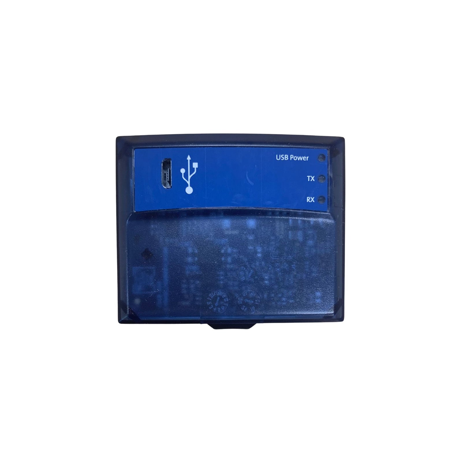 rectangular interface module with indicator lights on the top right side