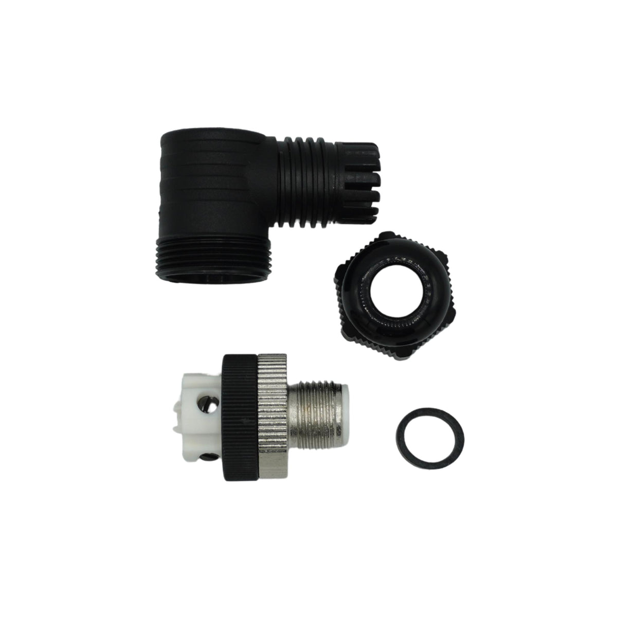 Mencom | Ethernet Plug, 4 Pole, Male Right Angle, M12, PG 9 | MDE45-4MP-FW09-R