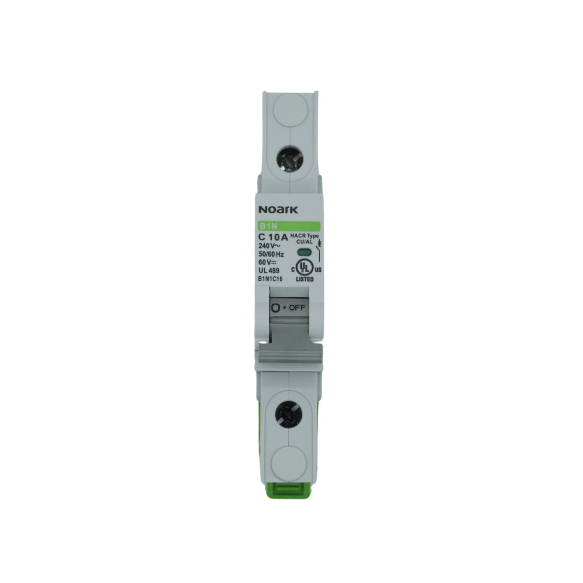 Noark | Mini Circuit Breaker, 1P, C-Curve, 10A, UL489, 240VAC/60VDC, 10 kA, Box Lug | B1N1C10