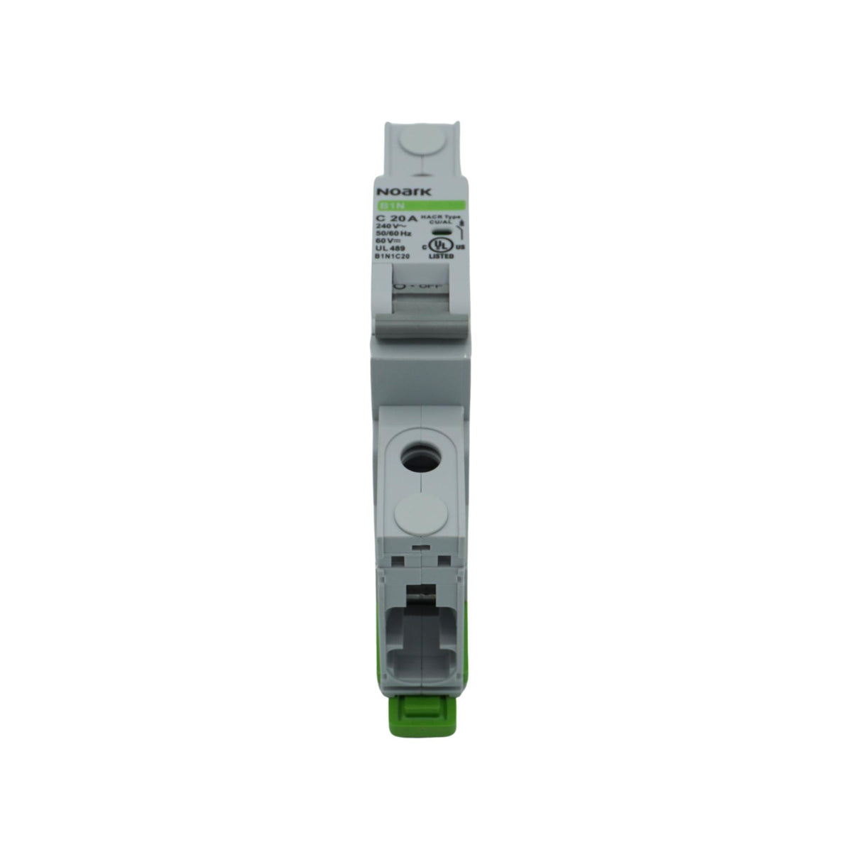 Noark | Mini Circuit Breaker, 1P, C-Curve, 20A, UL489, 240VAC/60VDC, 10 kA, Box Lug | B1N1C20