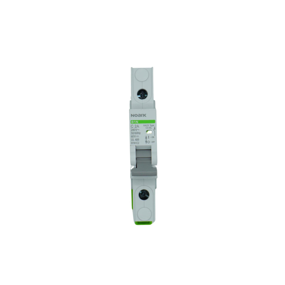 Noark | Mini Circuit Breaker, 1P, C-Curve, 2A, UL489, 240VAC/60VDC, 10 kA, Box Lug | B1N1C2
