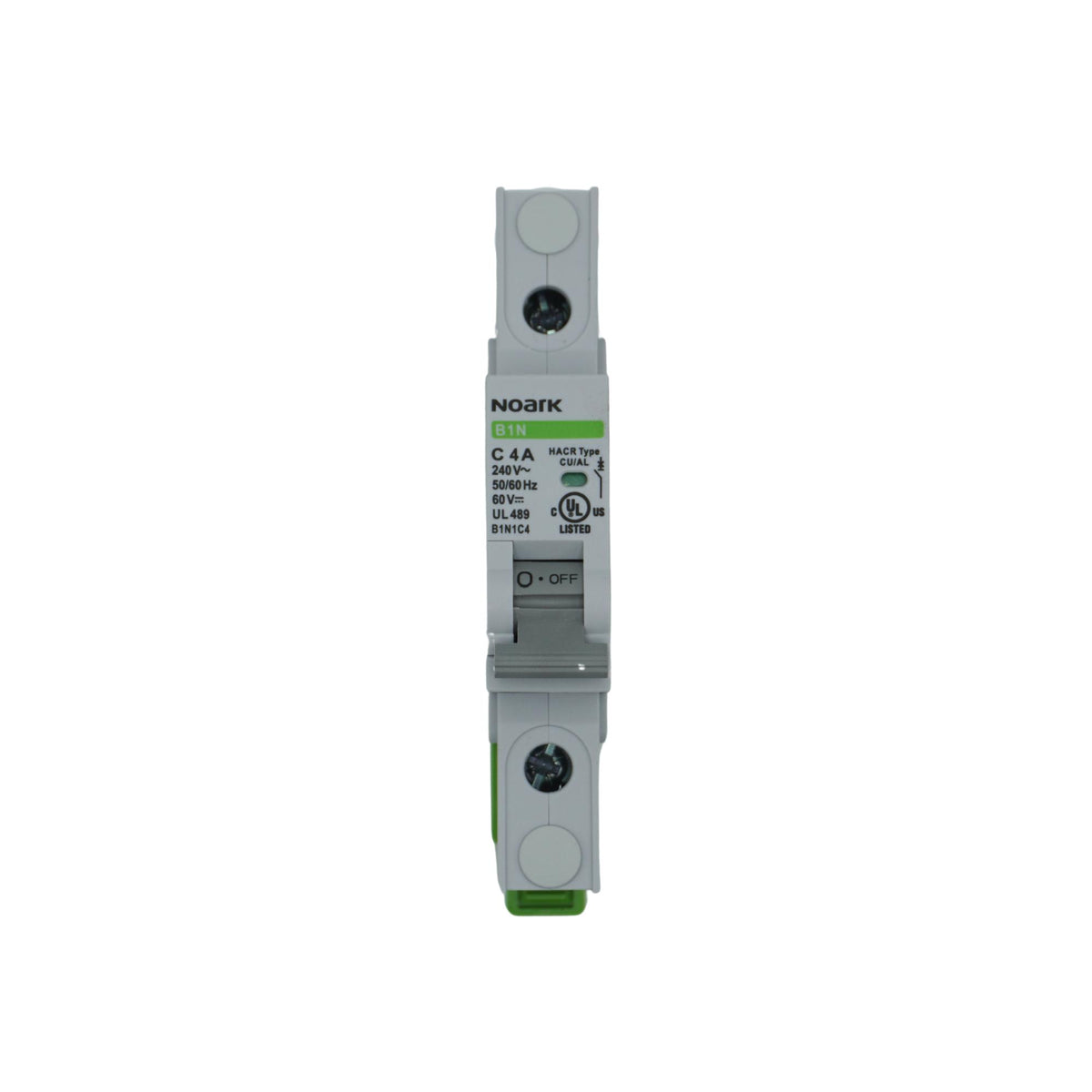 Noark | Mini Circuit Breaker, 1P, C-Curve, 4A, UL489, 240VAC/60VDC, 10 kA, Box Lug | B1N1C4