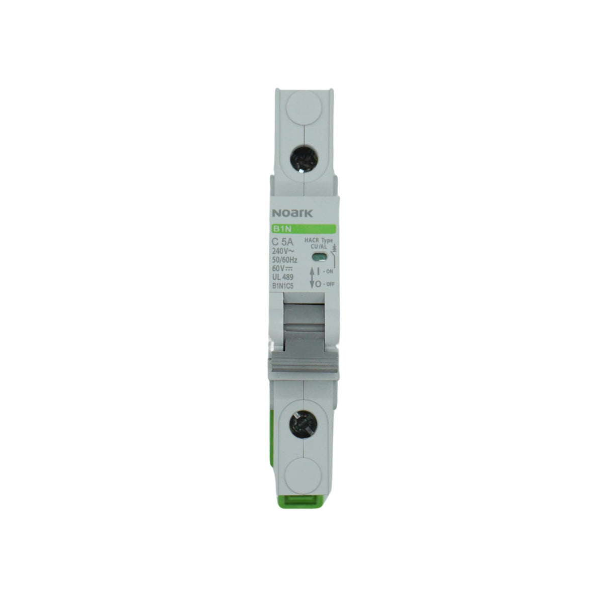 Noark | Mini Circuit Breaker, 1P, C-Curve, 5A, UL489, 240VAC/60VDC, 10 kA, Box Lug | B1N1C5
