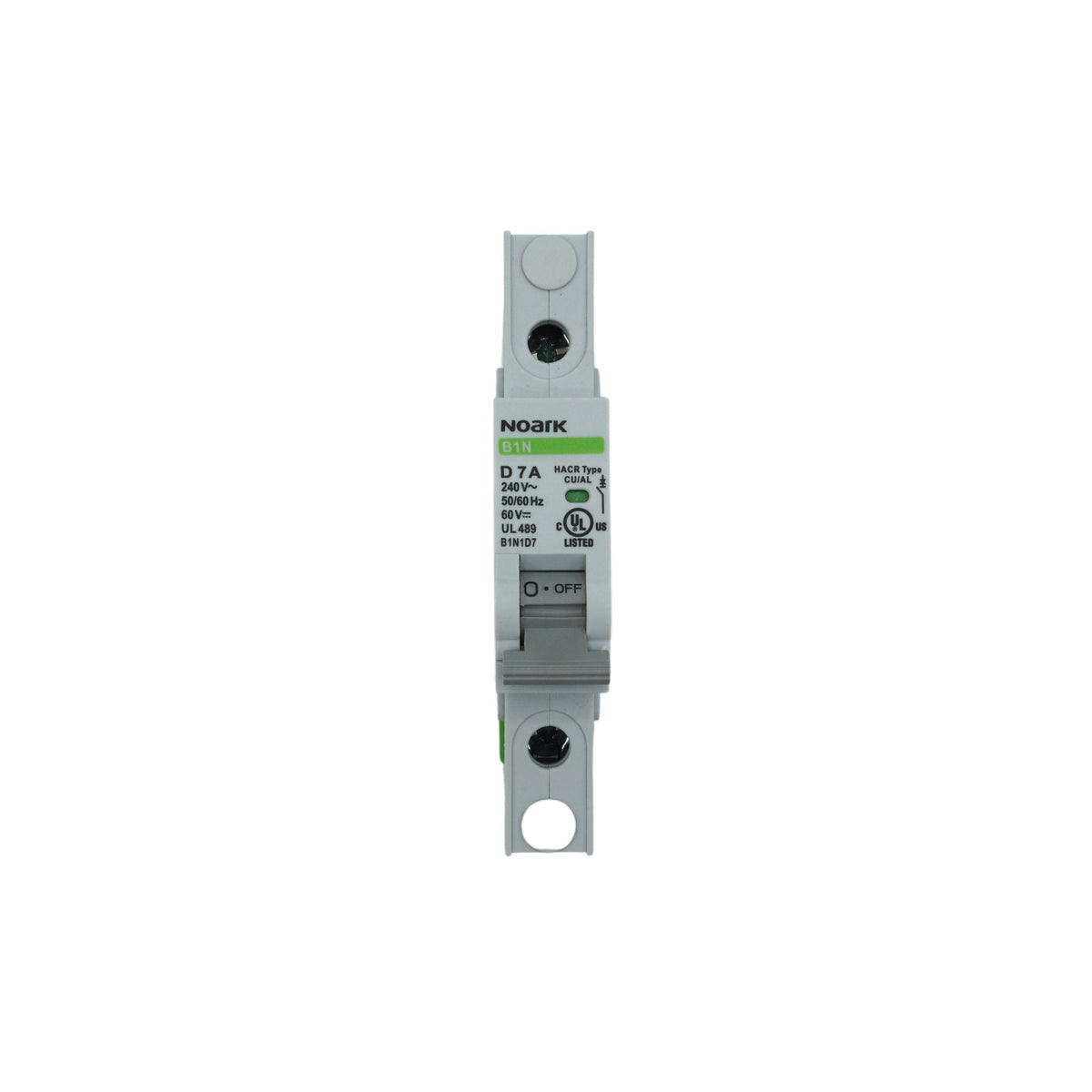 Noark | Mini Circuit Breaker, 1P, D-Curve, 7A, UL489,  240VAC/60VDC, Box Lug | B1N1D7