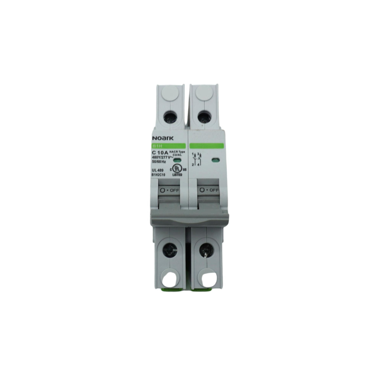 Noark | Mini Circuit Breaker 2P, C-Curve, 10A, UL489, 480Y/277VAC, 10 kA | B1H2C10