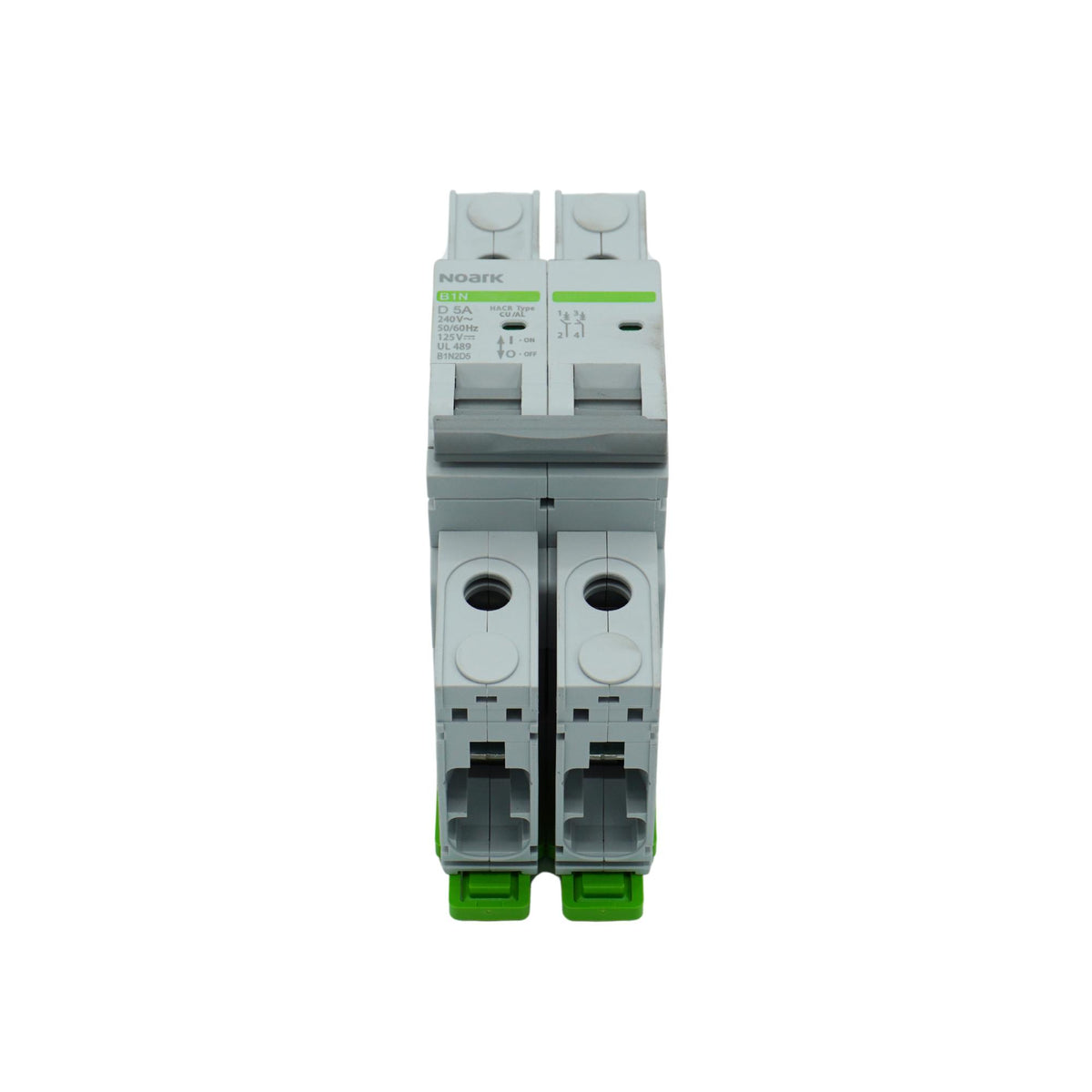Noark | Mini Circuit Breaker, 2P, D-Curve, 5A, UL489, 240VAC/125VDC, 10 kA, Box Lug | B1N2D5