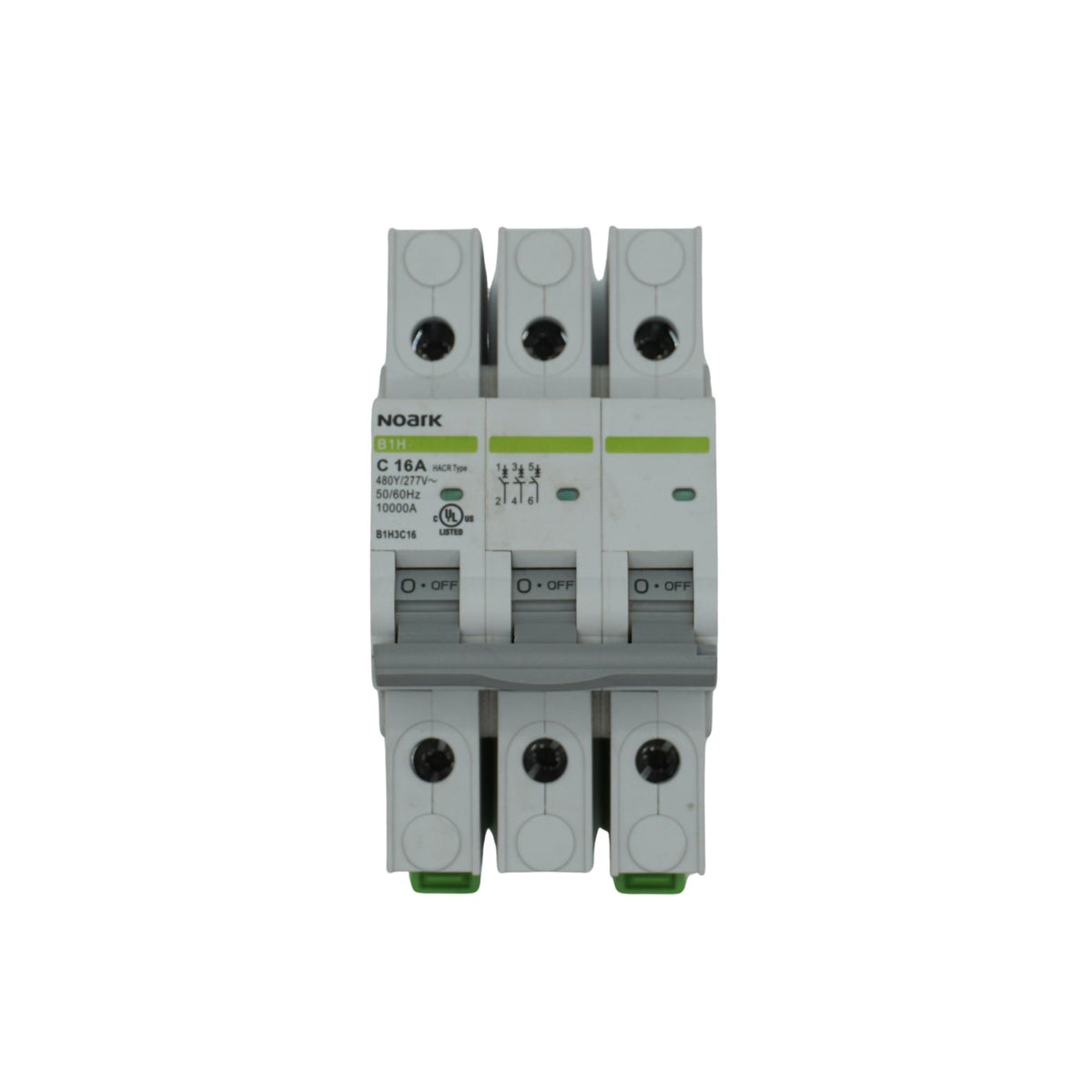 Noark | Mini Circuit Breaker, 3P, 16A, UL489, C-Curve, 480Y/277VAC, 10kA | B1H3C16