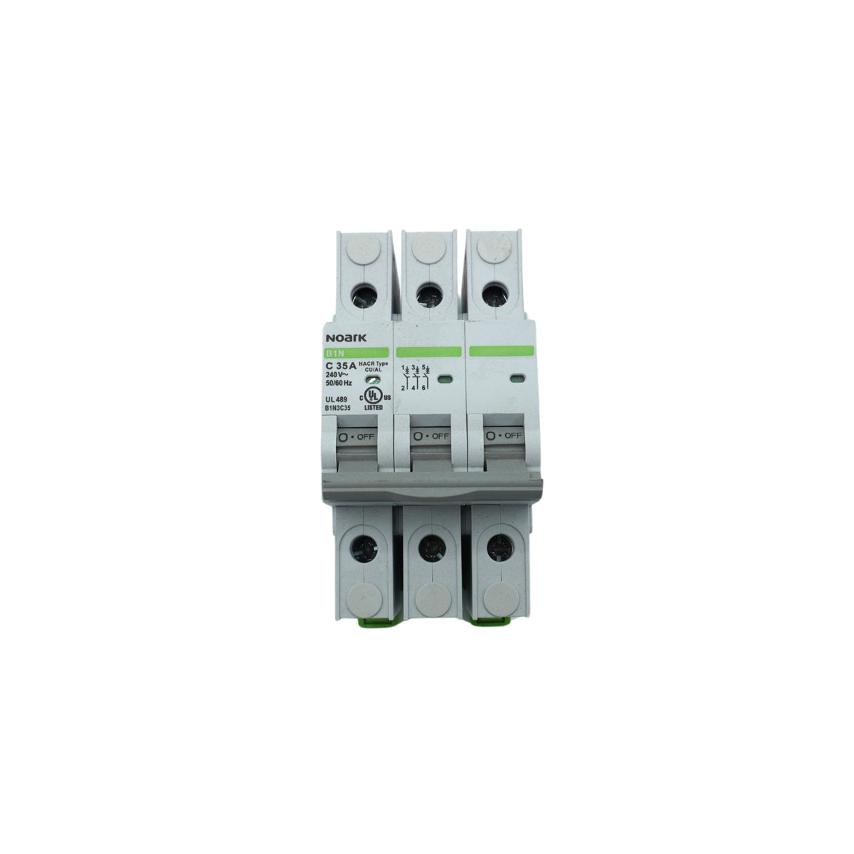 Noark | Mini Circuit Breaker, 3P, C-Curve, 35A, UL489, 240VAC, 10 kA, Box Lug | B1N3C35