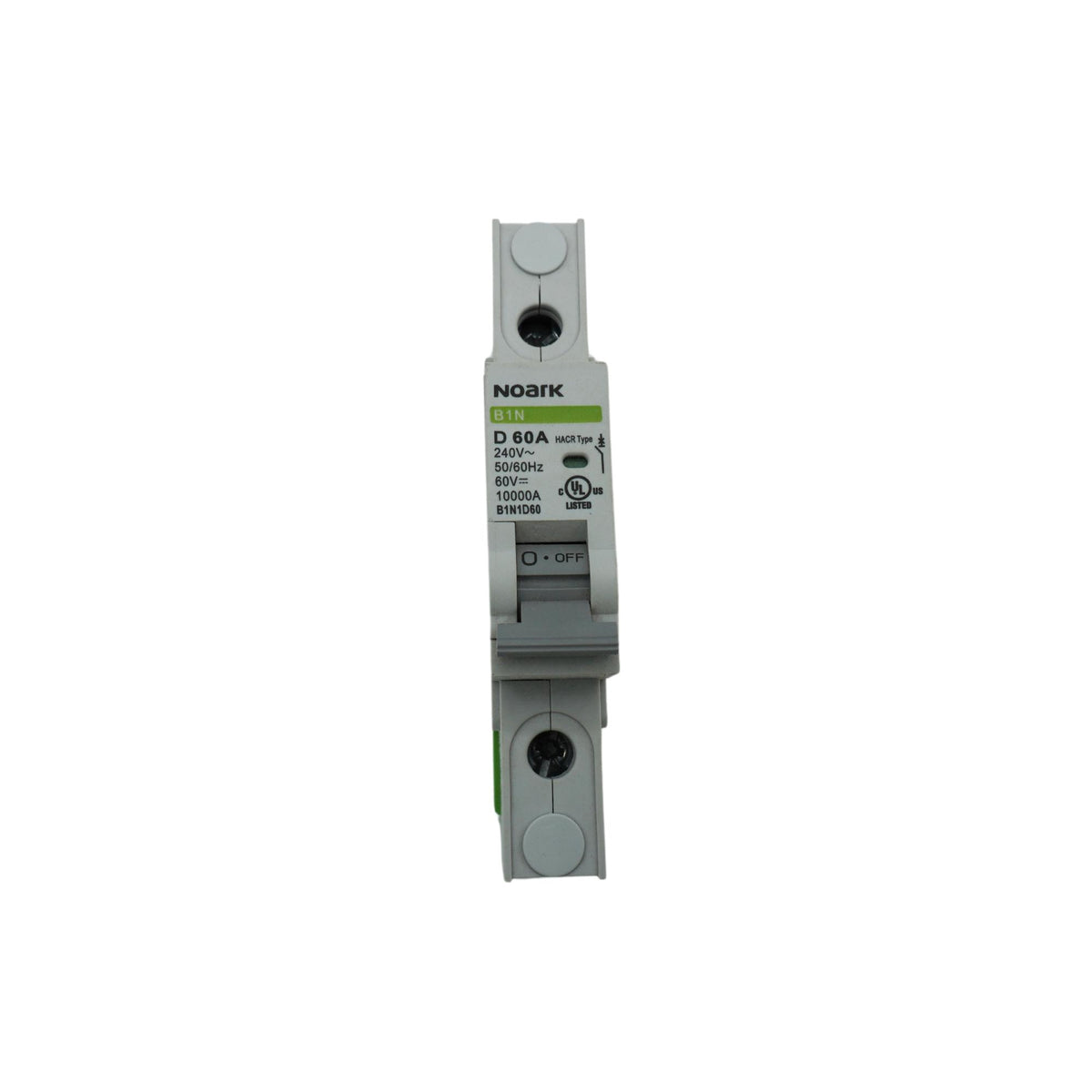 Noark | Miniature Circuit Breaker, 1P, D-Curve, 60A, UL489, 240VAC/60VDC, 10 kA, Box Lug | B1N1D60