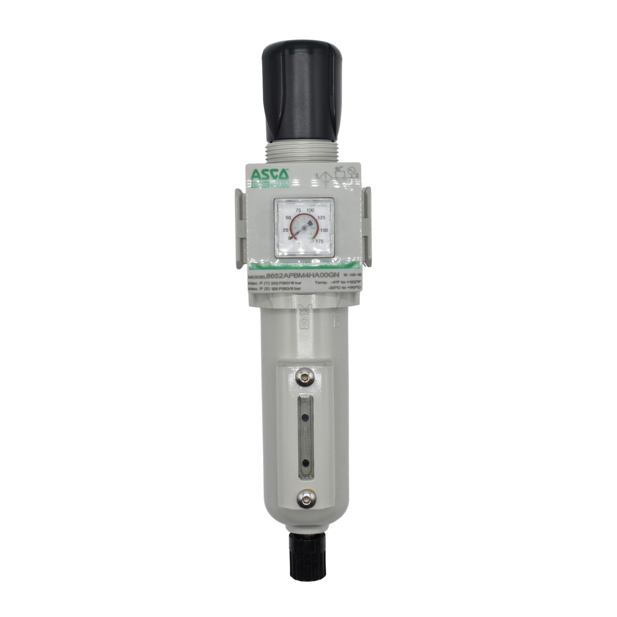FRL with PSI meter on front of diverter block
