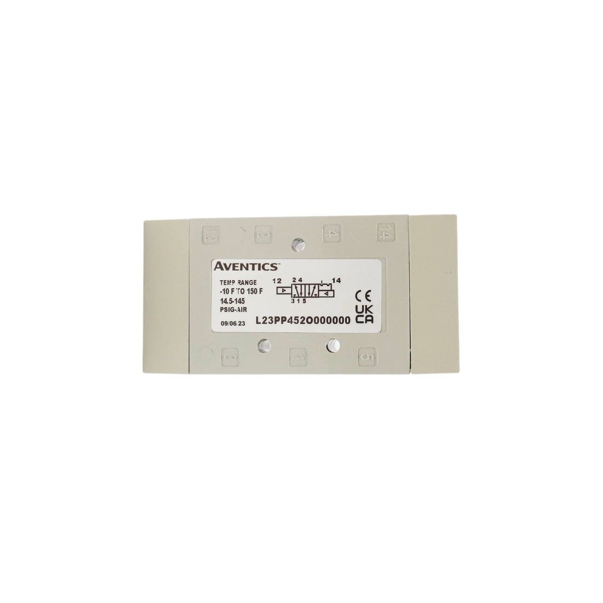 white rectangle with threaded holes