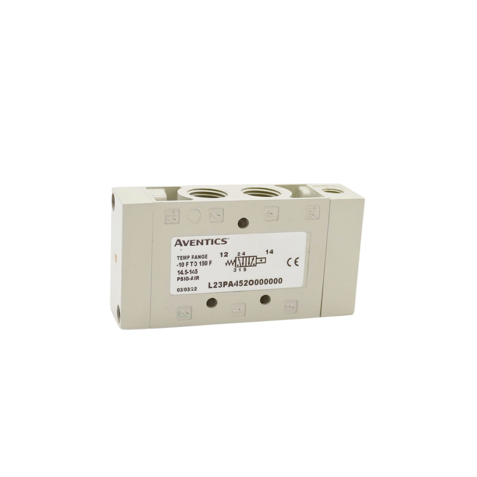 white rectangle with threaded holes