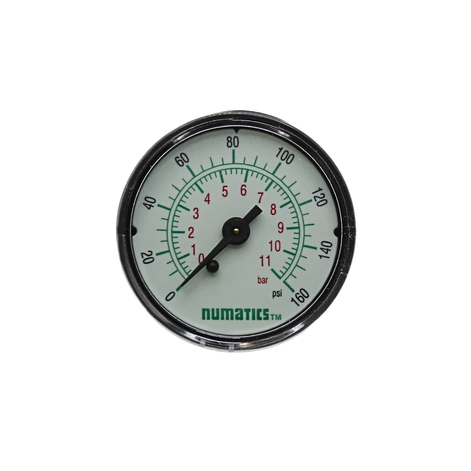 Numatics l Aventics Gauge 0-160PSI 1/4 in NPT 2 in DIA Center back MNT | 214-188 - front view