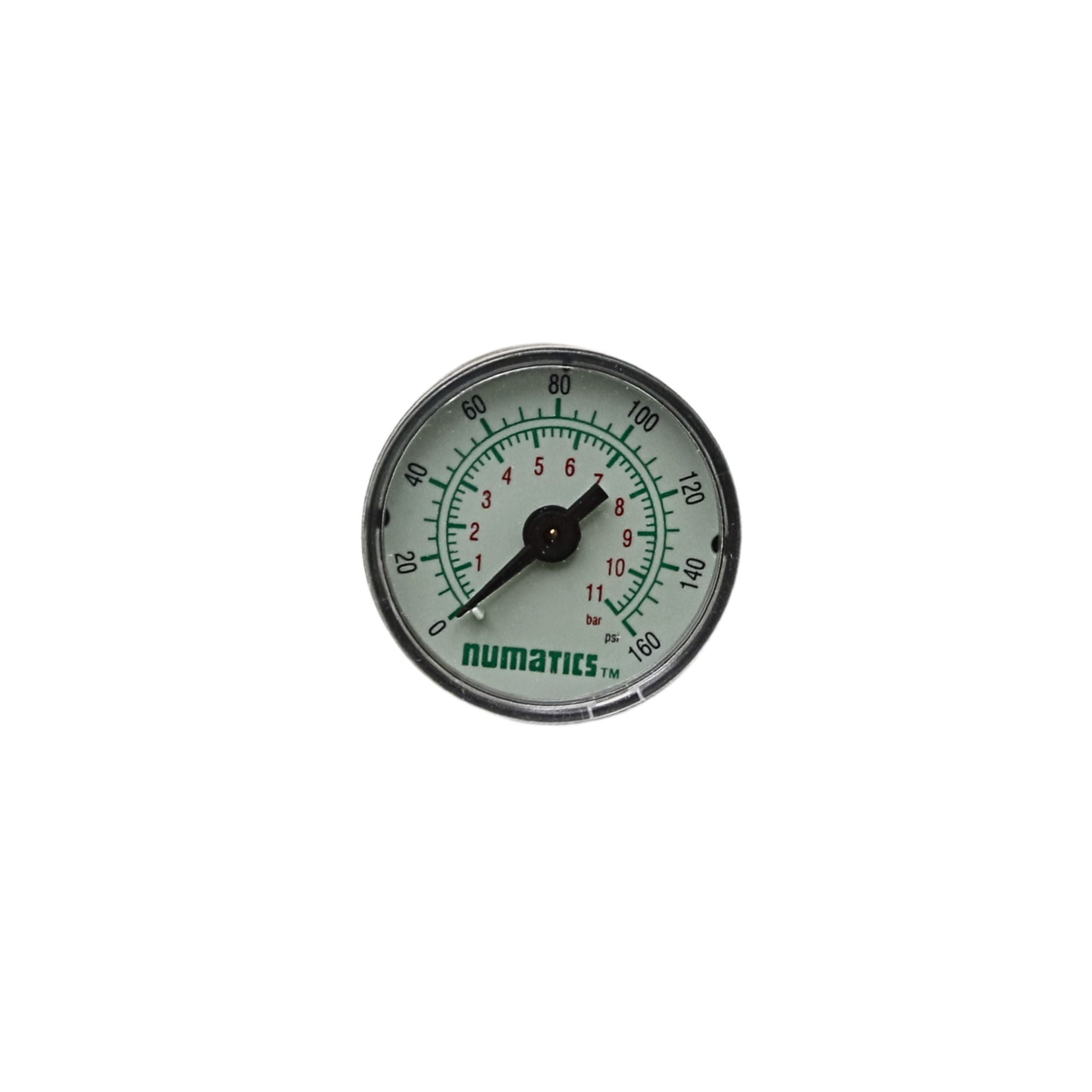 Numatics l Aventics Gauge 0-160PSI 1/8 in NPT 1-1/2 in DIA Center back MNT | 214-103 - gauge view