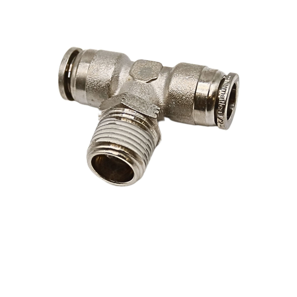  Brass Push-in fitting 1/2 in Tube 1/2 in MNPT Swivel branch tee