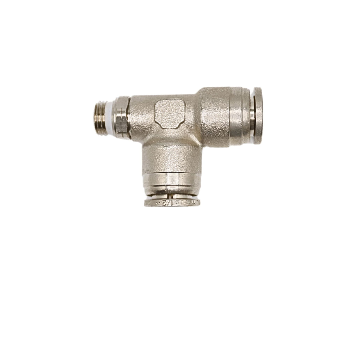 Brass Push-in fitting 1/2 in Tube 1/4 in MNPT Swivel run tee