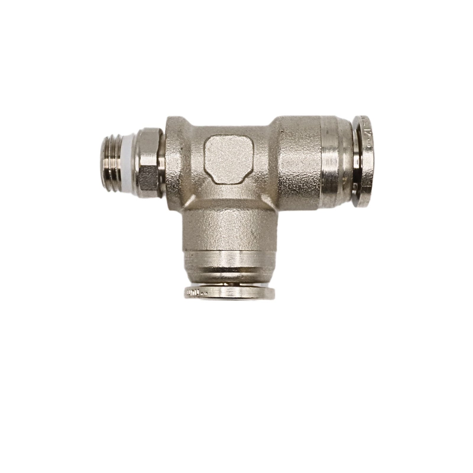 Brass Push-in fitting 12mm Tube 1/4 in MNPT Swivel run tee