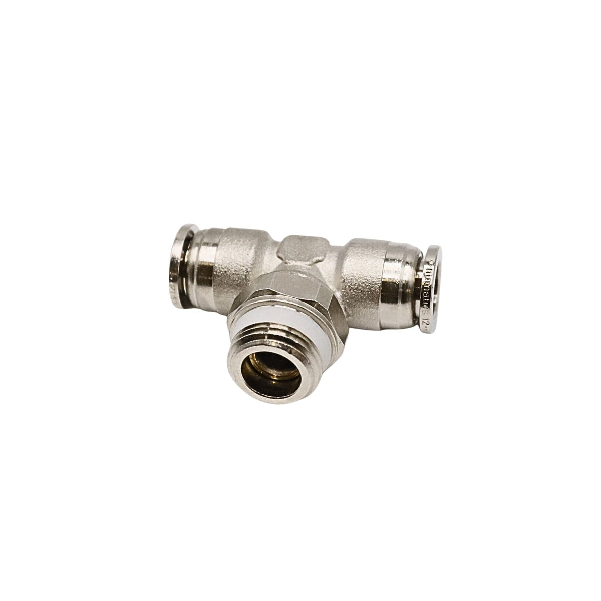 Aventics-NP Brass Push-in fitting 12mm Tube X 1/2&quot;NPT Universal male swivel branch tee used on numatics-aventics product line