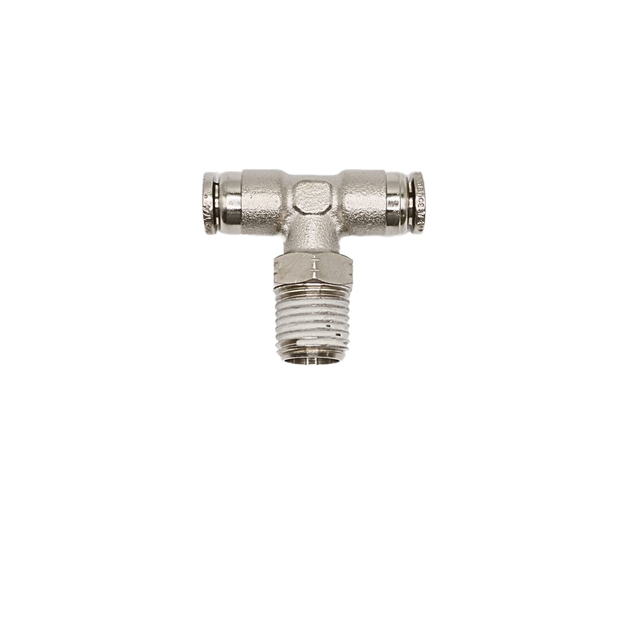 Brass Push-in fitting 1/4 in Tube 1/4 in MNPT Swivel branch tee 