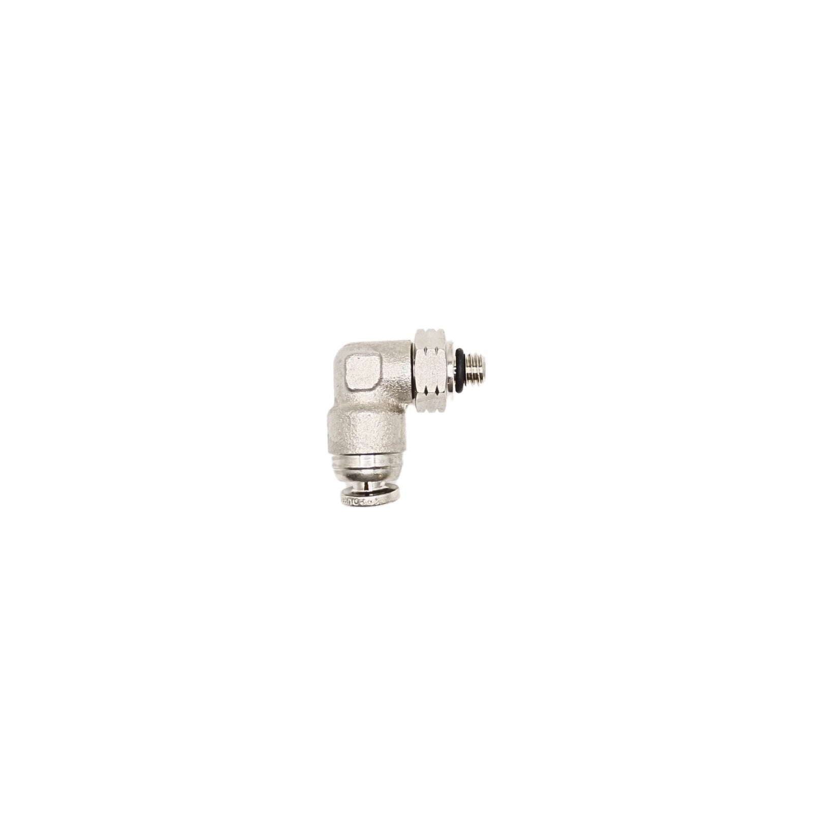Brass Push-in fitting 1/8 in Tube 10/32 in MNPT Swivel elbow