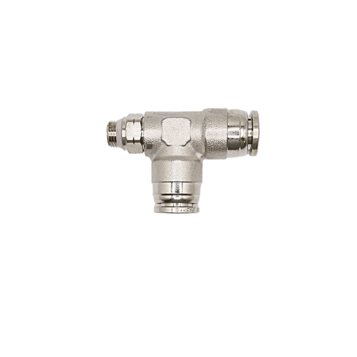 Brass Push-in fitting 3/8 in Tube 1/8 in MNPT Swivel run tee