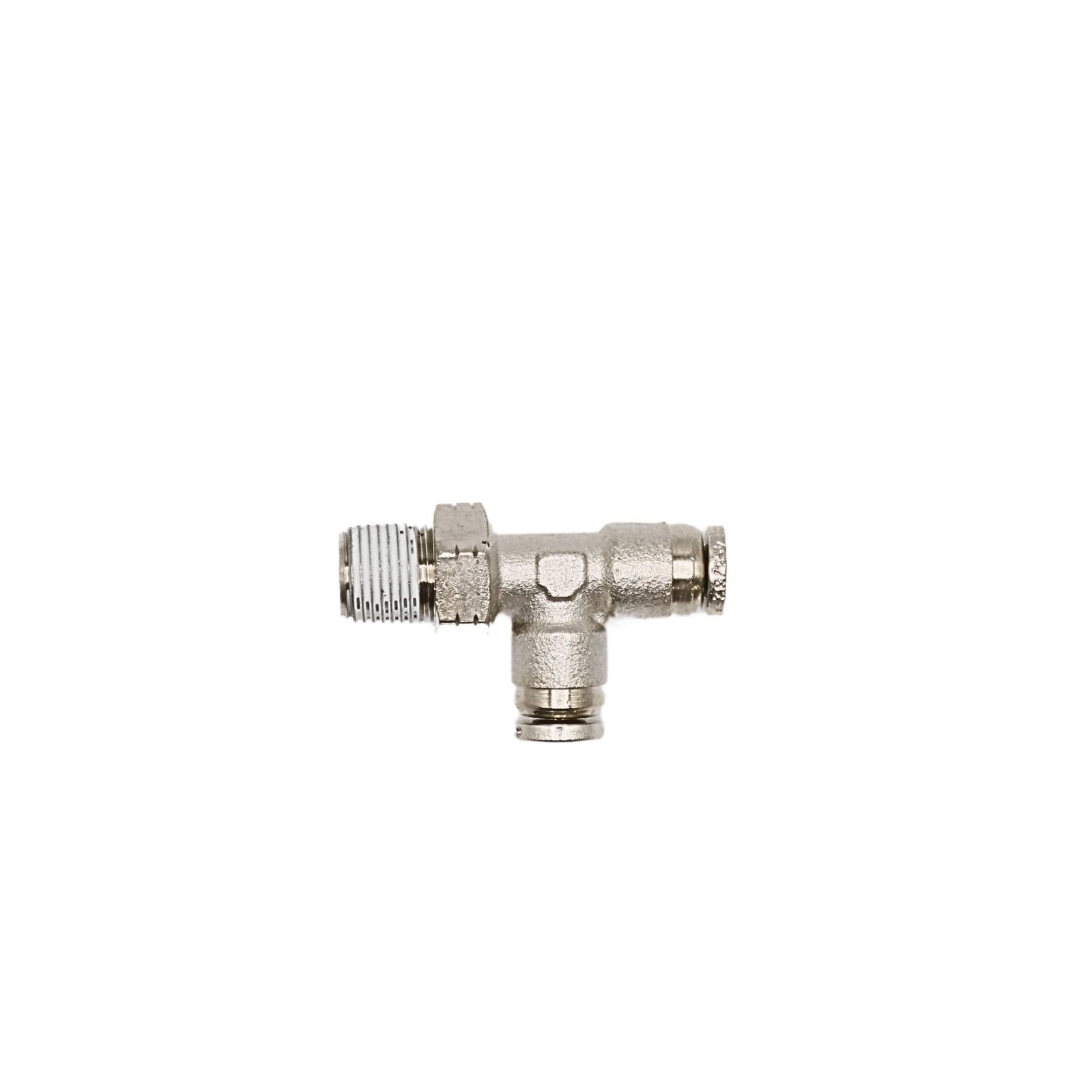 Brass Push-in fitting 5/32 in Tube 1/8 in MNPT Swivel run tee