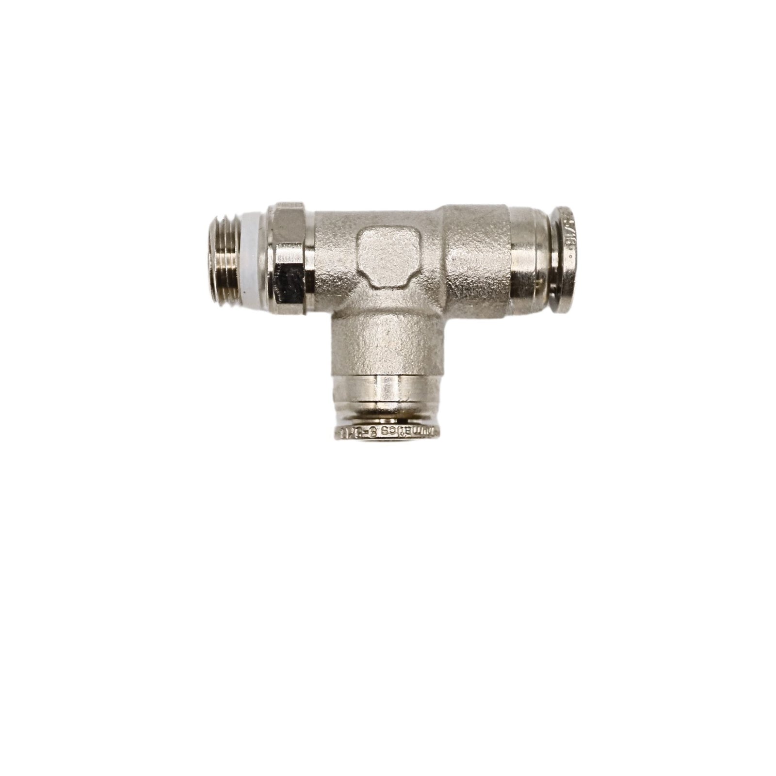 Brass Push-in fitting 8mm Tube 1/4 in MNPT Swivel run tee