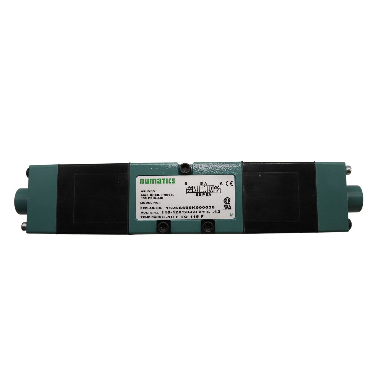 Numatics l Aventics Solenoid Valve MK15 Series 4/3 open CTR 120VAC | 152SS600K000030 - front view