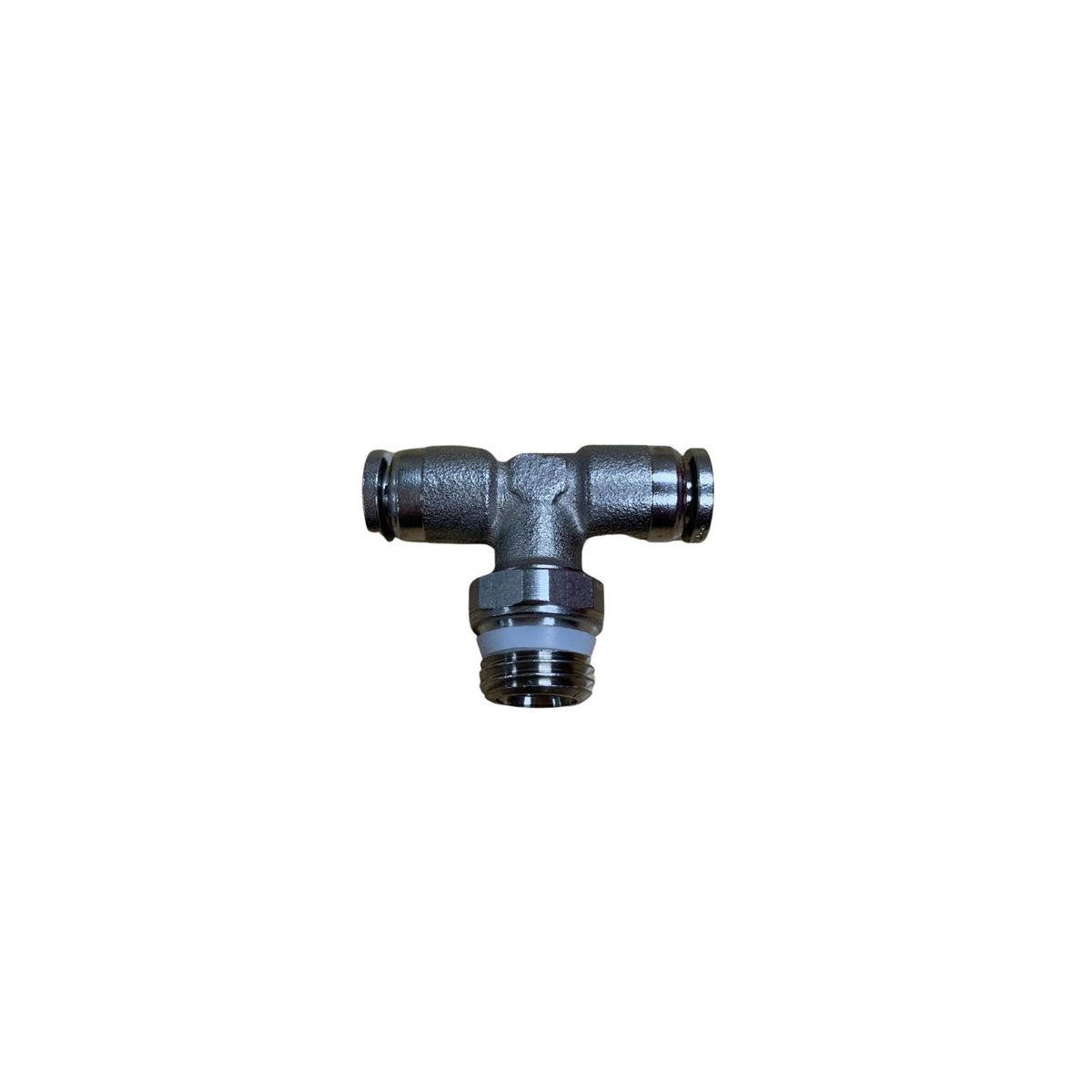 Swivel branch tee with threaded port downward