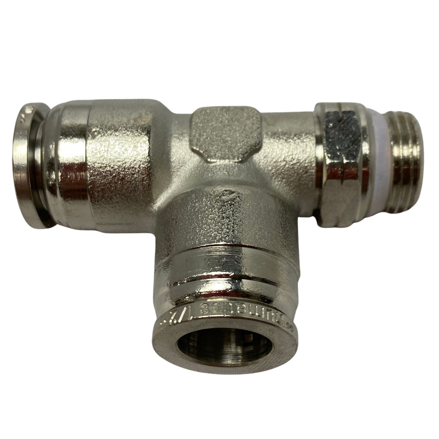 top view of a tee shaped swivel fitting
