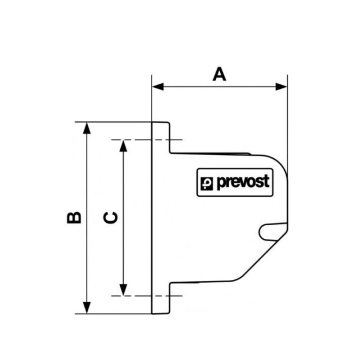 chart showing (A+B Dimensions) of Wall Support Bracket for pipe used on PrevoS1 product line