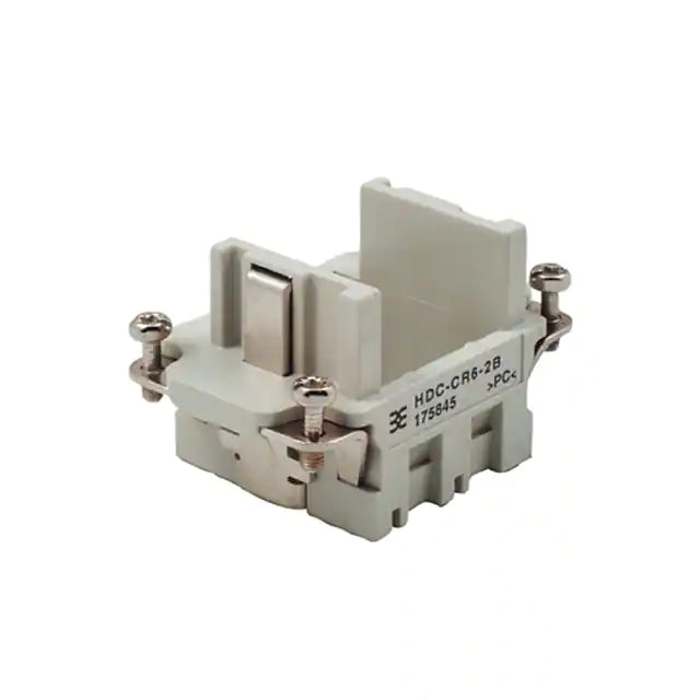 white, square connector assembly  with screws in three corners