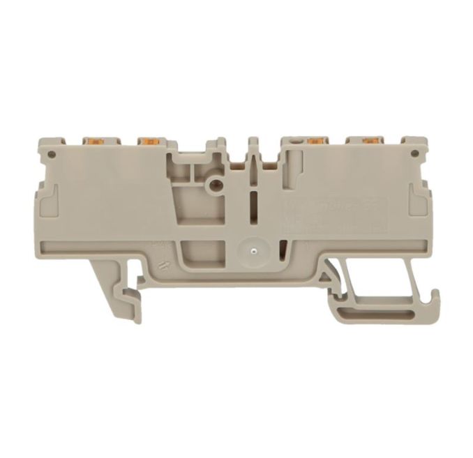 beige terminal block with rail mounting on the bottom