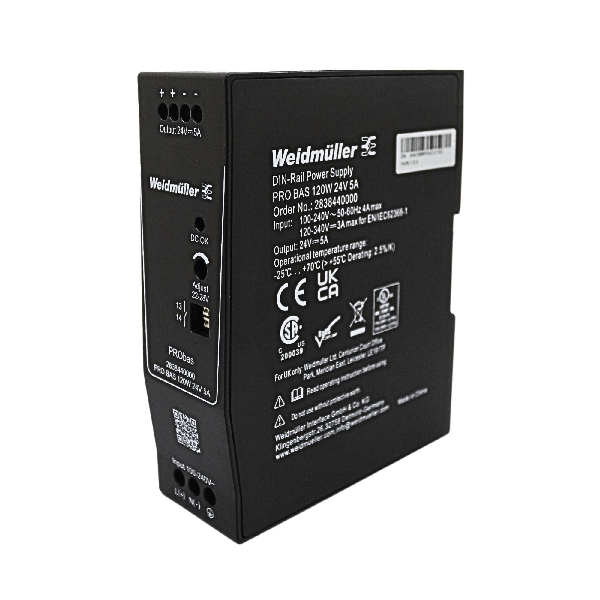 Weidmuller | PRO BAS 120W 24V 5A Power Supply | 2838440000