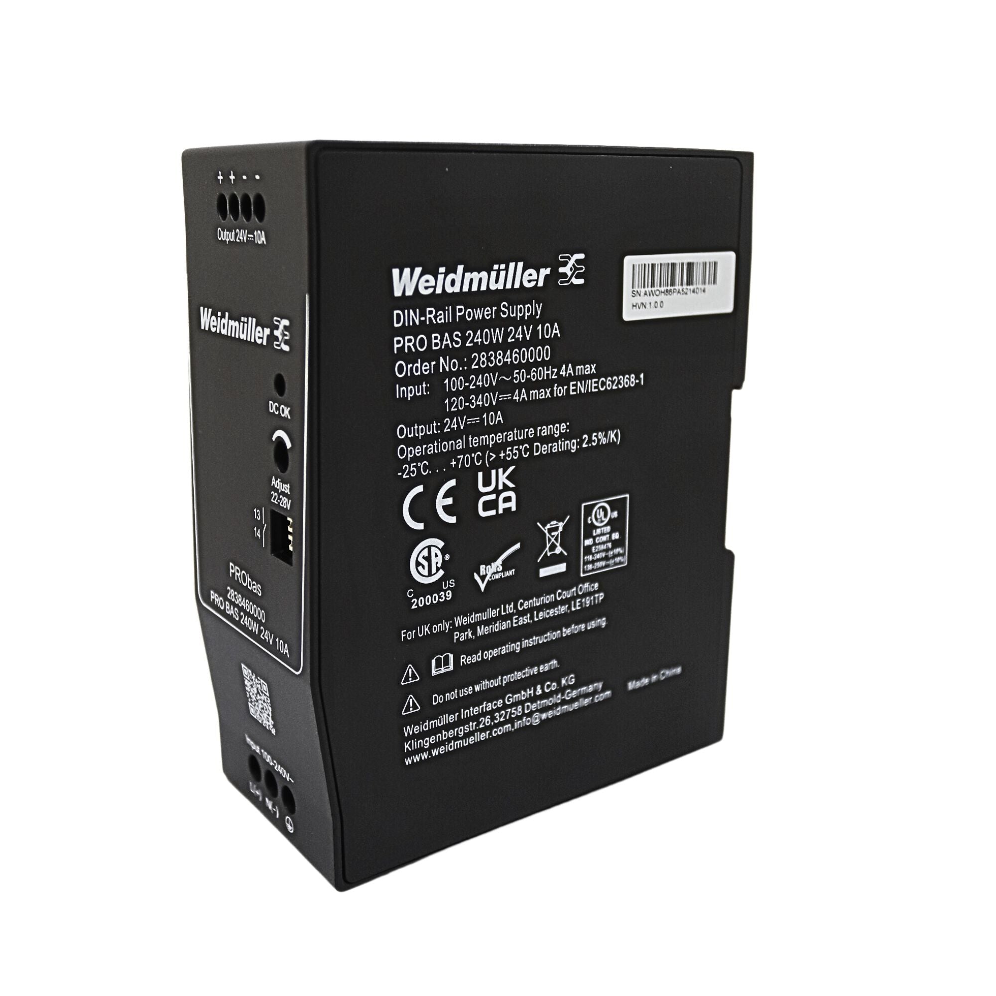 Weidmuller | PRO BAS 240W 24V 10A Power Supply | 2838460000