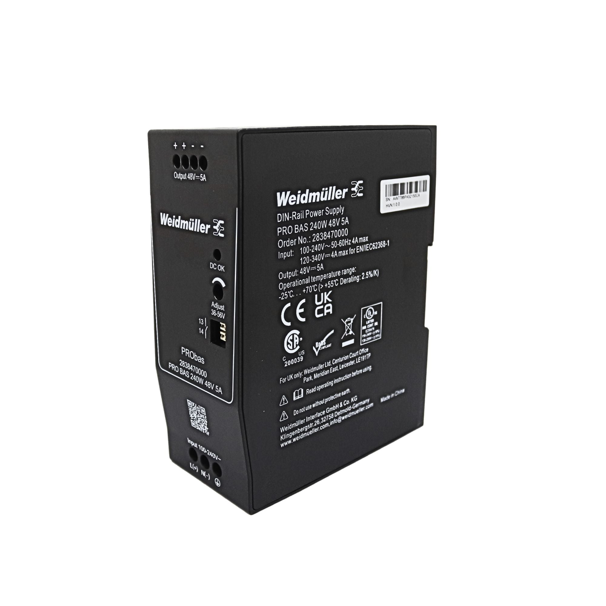 Weidmuller | PRO BAS 240W 48V 5A Power Supply | 2838470000