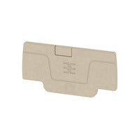beige rectangular end plate with a tab on the bottom