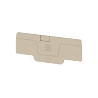 beige rectangular end plate with a tab on the bottom in the center