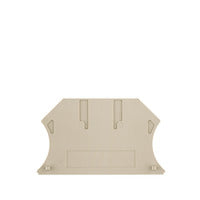 beige colored end plate with a flat bottom, concave sides, and angled top corners