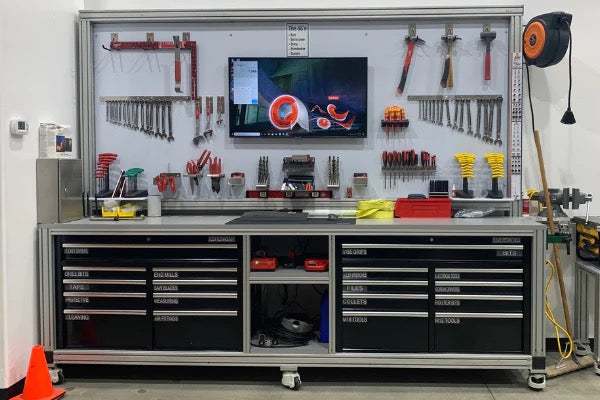 workbench with tools displayed
