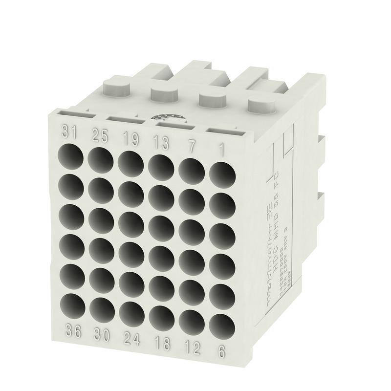 white power connector box with 36 holes on the front side 