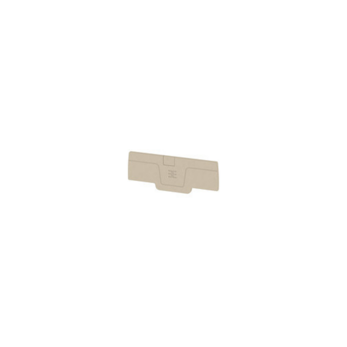 beige, rectangular plate with a tab on the bottom in the center
