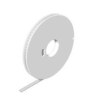 white plastic disc with white marking tape rolled around it
