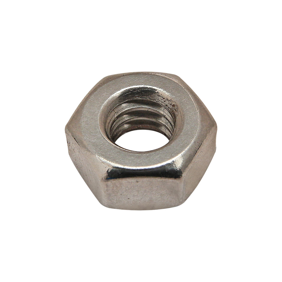 top side view of a hexagon shaped nut