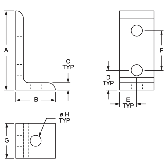diagram of an L-shaped corner bracket