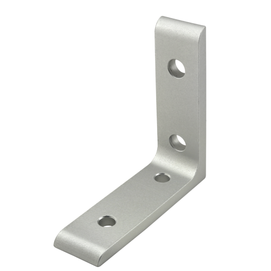 thin, metal, L-shaped corner bracket with four mounting holes