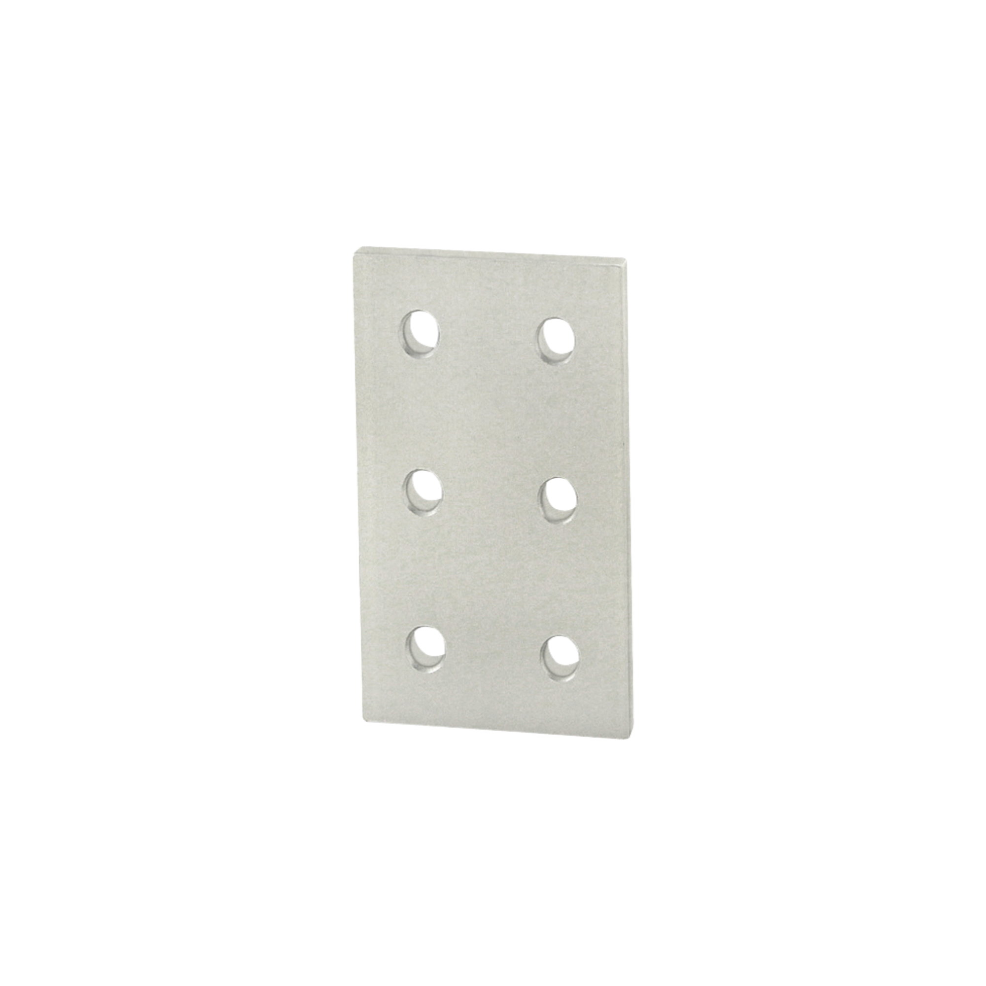 upright rectangular flat joining plate with six mounting holes